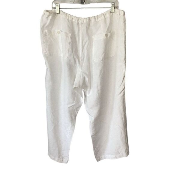 Allen Allen White Linen Pull On Wide Leg Pants Women’s 1X - Picture 4 of 8